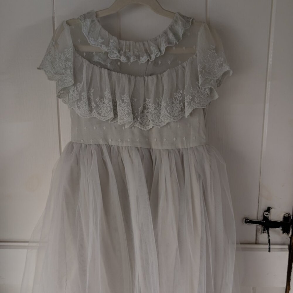 NWOT - Trish Scully Child - Silver Tulle Lace Dress - Size 8 - SIMPLY PERFECT!